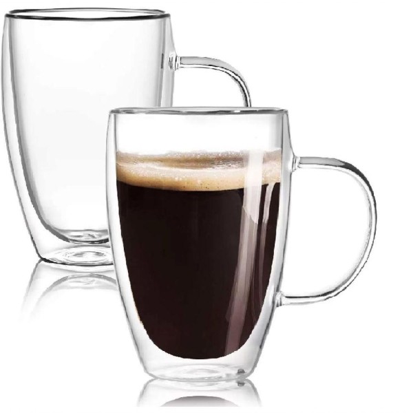 Encontraproduto.com.br - 2 Canecas De Vidro Com Parede Dupla Pica-pau-amarelo 350ml - Ilovecoffee Natureza