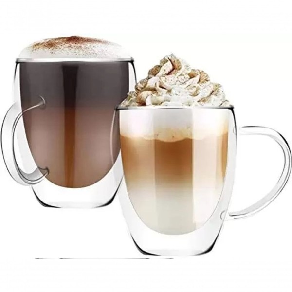 Encontraproduto.com.br - 2 Canecas De Vidro Com Parede Dupla Pica-pau-amarelo 350ml - Ilovecoffee Natureza