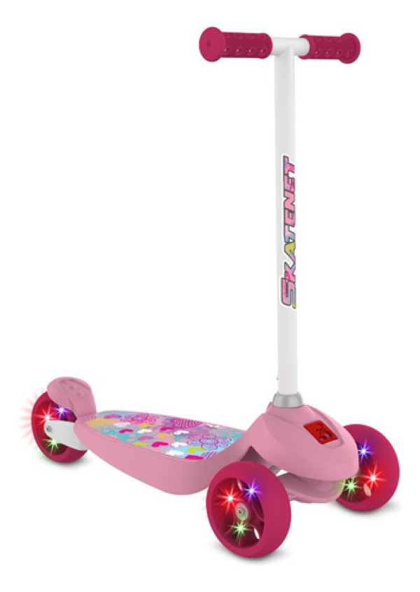 Skatenet Led Iniciante Base Larga Rosa - Bandeirante