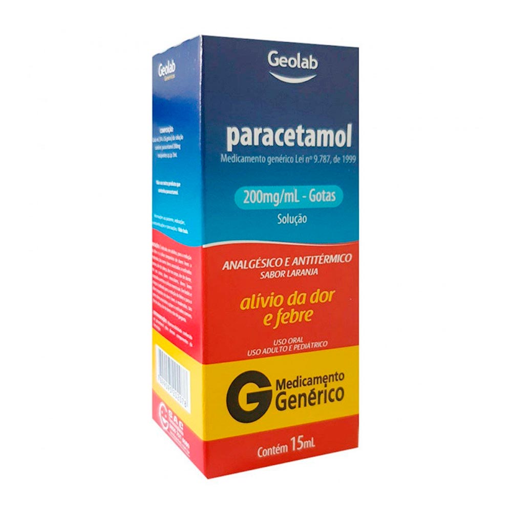 Encontraproduto.com.br - Paracetamol Gotas 200mg/mL 15mL Genérico Geolab