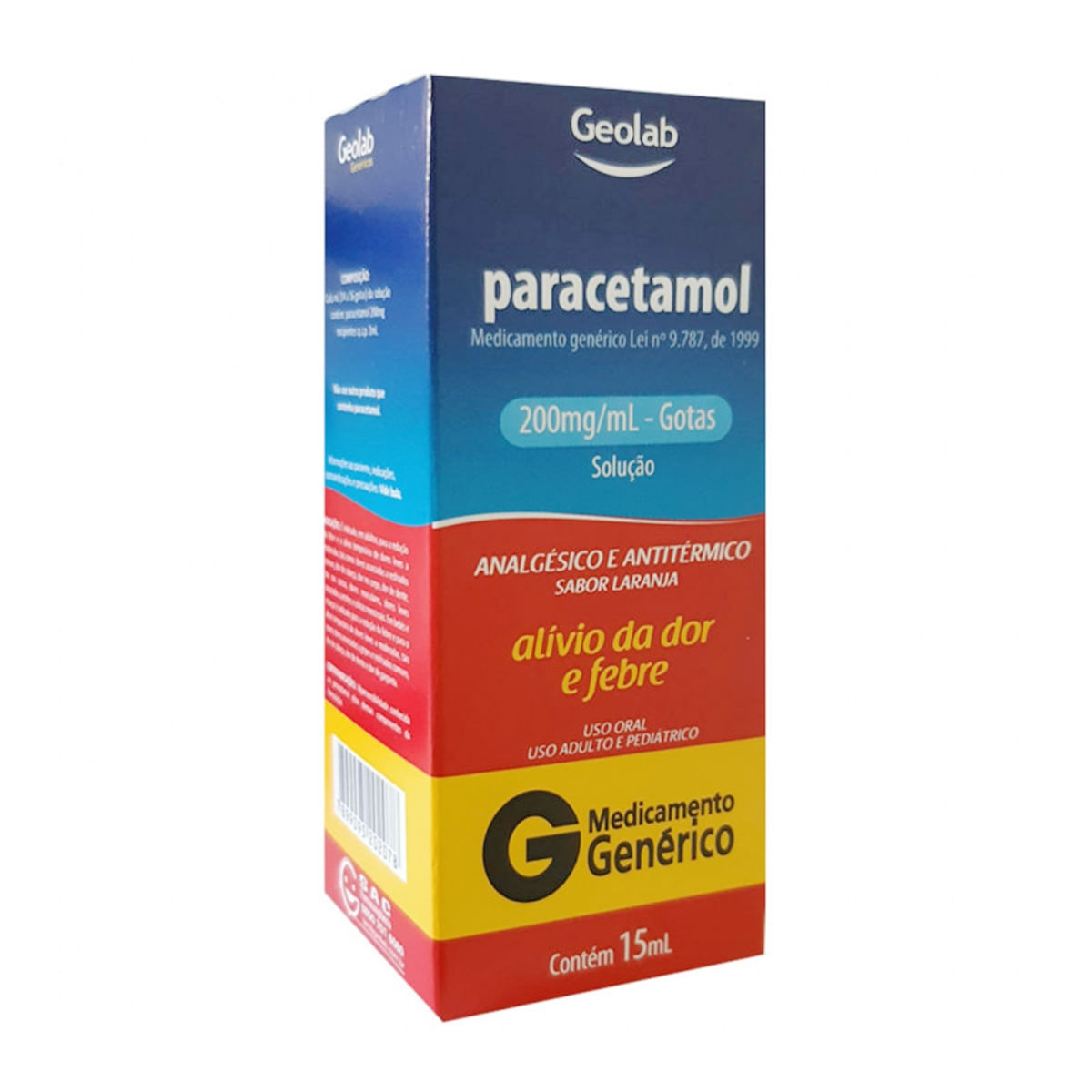Encontraproduto.com.br - Paracetamol Gotas 200mg/mL 15mL Genérico Geolab