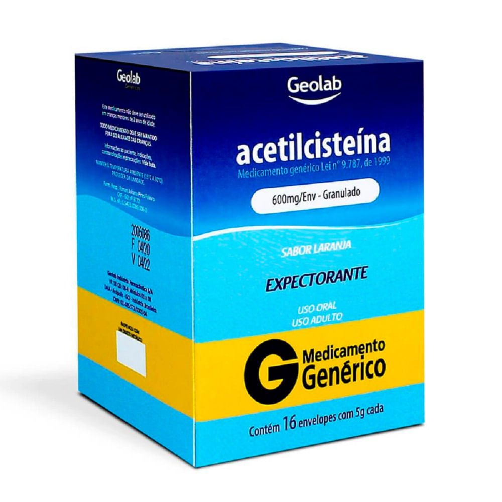 Acetilcisteína Geolab 600mg com 16 envelopes