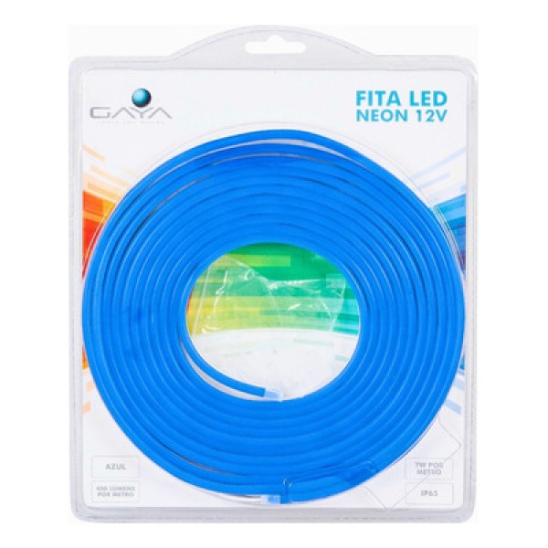 Fita Led Neon 12V Ip65 Azul Rolo De 5 Metros Gaya