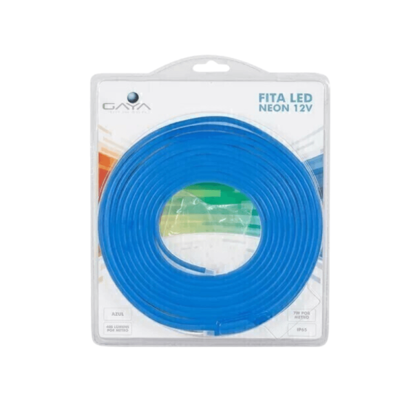 Encontraproduto.com.br - Fita Led Neon 12V Ip65 Azul Rolo De 5 Metros Gaya