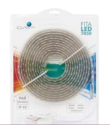 Kit Fita Led 5050 com 5m 14,4w 6000k e Acessórios Gaya