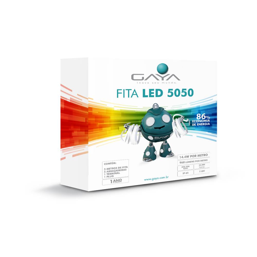 Kit Fita LED 14,4W 110V Azul 5m 5050 Gaya