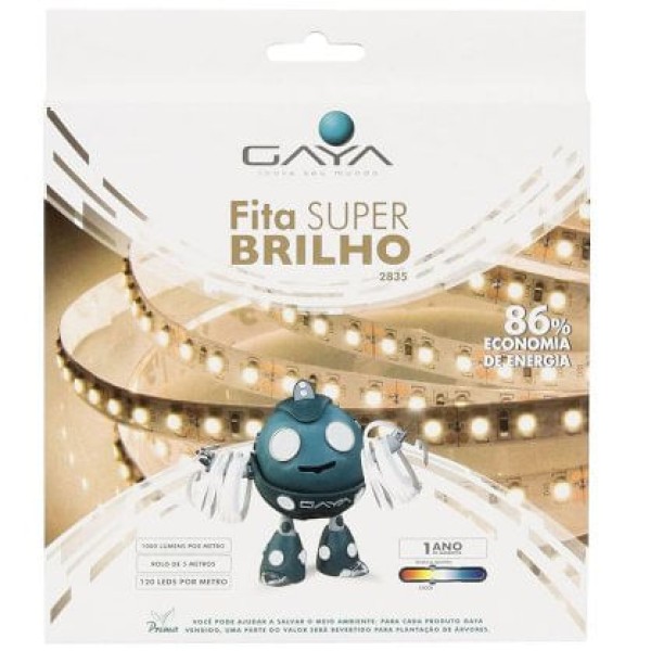Encontraproduto.com.br - Fita LED Super Brilho 12V 4000k 12/W 5M - Gaya