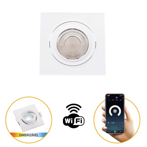 Encontraproduto.com.br - Spot Direcionável Smart WiFi Dimerizável 5W Quadrado Gaya