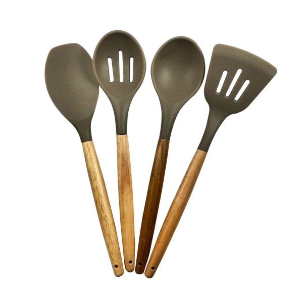 Conjunto de 4 Utensílios em Silicone Kenya Cinza