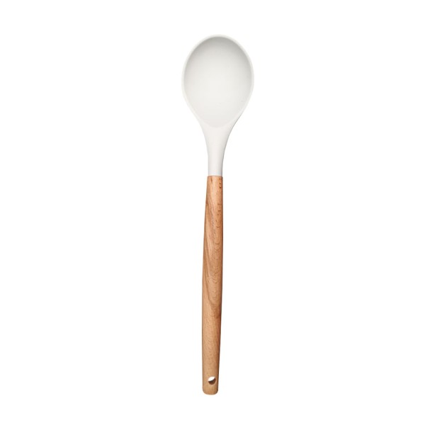 Encontraproduto.com.br - Colher de Silicone com Cabo em Madeira 31cm Kenya Cinza