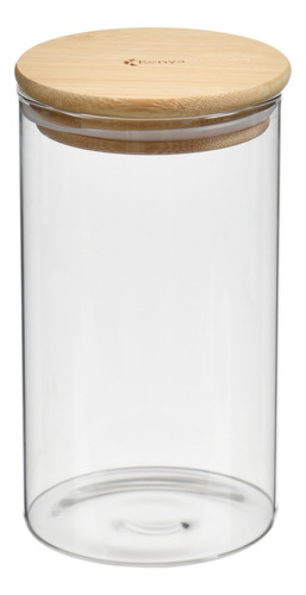 Pote de Vidro com Tampa em Bambu Redondo 650ml Kenya