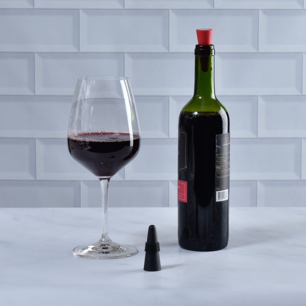 Encontraproduto.com.br - 2 Tampas Silicone Garrafa de Vinho Wine Collection Kenya