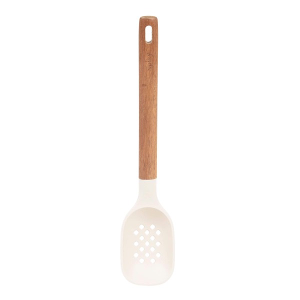 Encontraproduto.com.br - Colher de Serviço de Silicone com Cabo em Acácia Spicy Bege