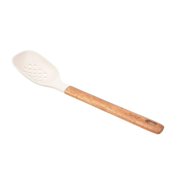 Encontraproduto.com.br - Colher de Serviço de Silicone com Cabo em Acácia Spicy Bege