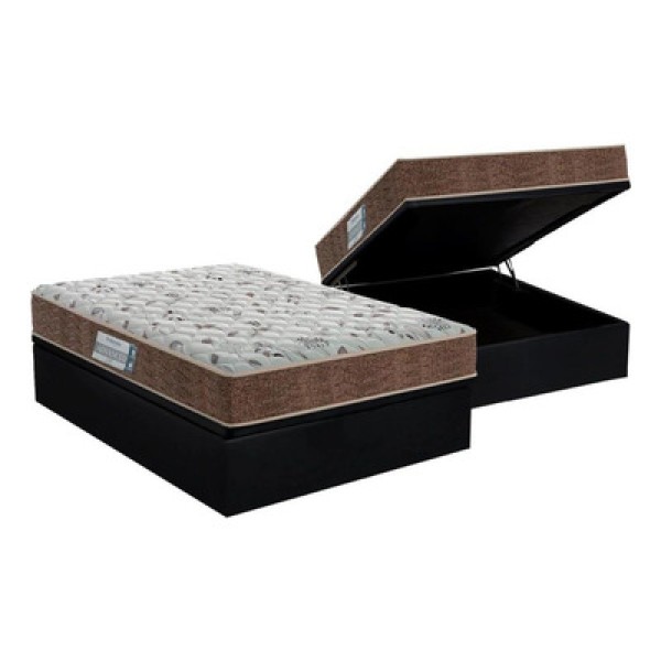 Encontraproduto.com.br - Cama Box Baú Colchão Espuma D45 Probel Prodormir Advanced Double FaceBase Suede Black(138x188)