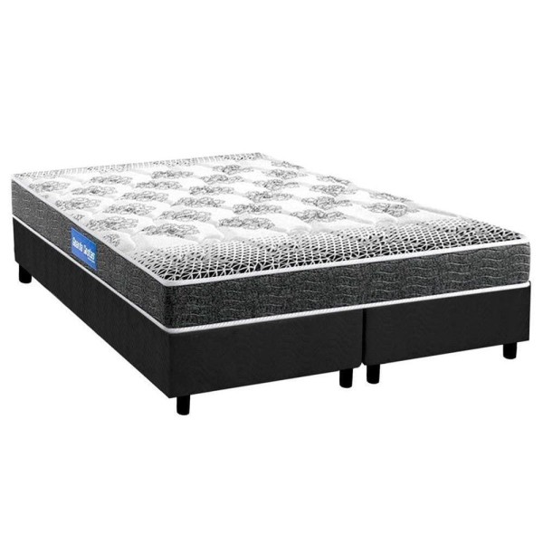 Cama Box Queen: Colchão Espuma Probel Guarda Costas Resistente + Base Crc Suede Gray(158x198)