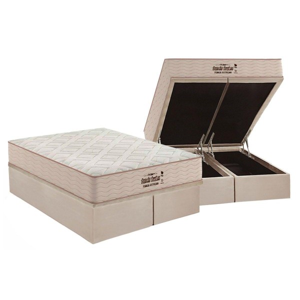 Cama Box Baú Queen: Colchão Ortopédico Probel Ag65 Hr Gel Compact + Base Clean(158X198)