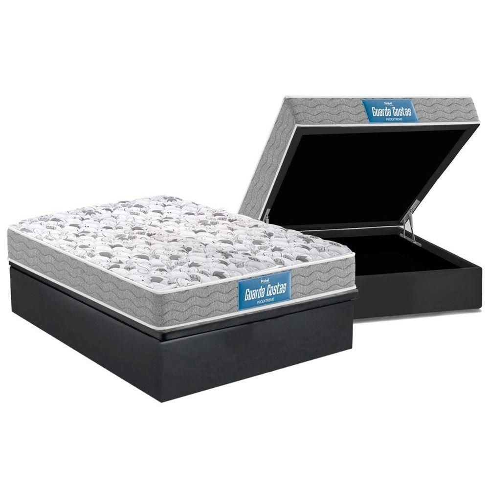 Cama Box Baú Casal: Colchão Espuma Probel D45 / Ep Próextreme Plus Double Face + Base Gray(138X188)
