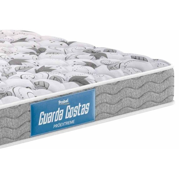Encontraproduto.com.br - Cama Box Baú Queen: Colchão Probel D45 / Ep Guarda Costas Plus Double Face + Base Gray(158X198)