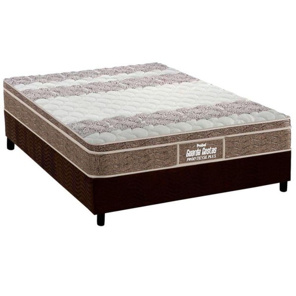 Cama Box Casal: Colchão Espuma D33 Probel /Ep Guarda Costas Próintense Plus + Base Brown(138X188)