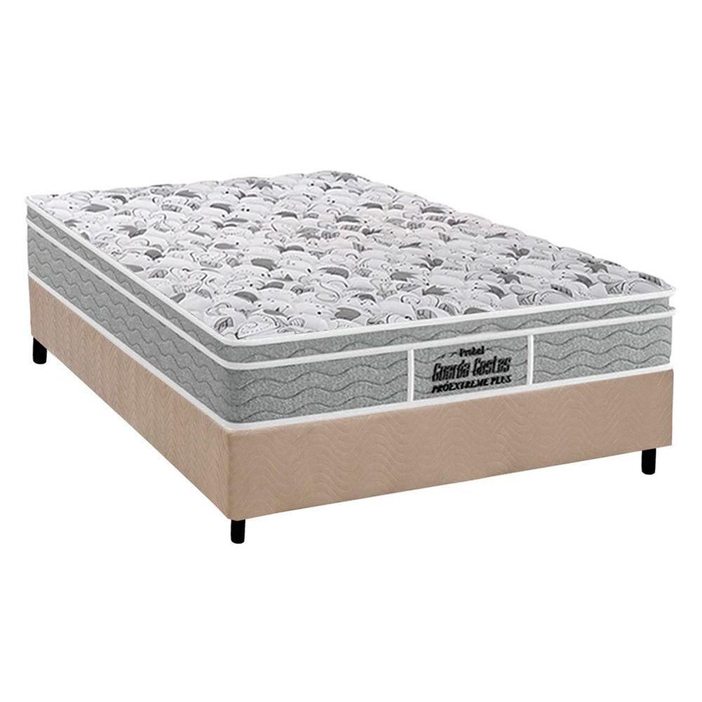 Cama Box Casal: Colchão Espuma D45 Probel /Ep Guarda Costas Próextreme Plus + Base Clean(138X188)