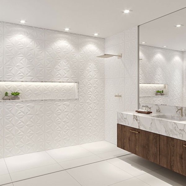 Encontraproduto.com.br - Revestimento Classic White Deco 72x72 Retificado Caixa 1,55m2 Via Rosa