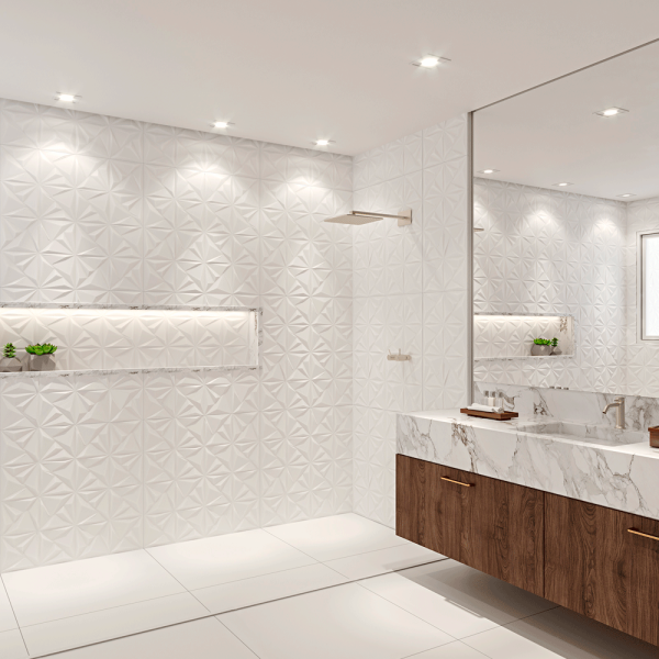 Encontraproduto.com.br - Revestimento Classic White Deco 72x72 Retificado Caixa 1,55m2 Via Rosa