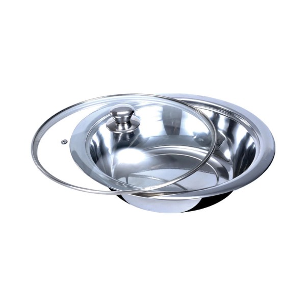 Saladeira de Inox com Tampa de Vidro Fratelli Redonda 35cm