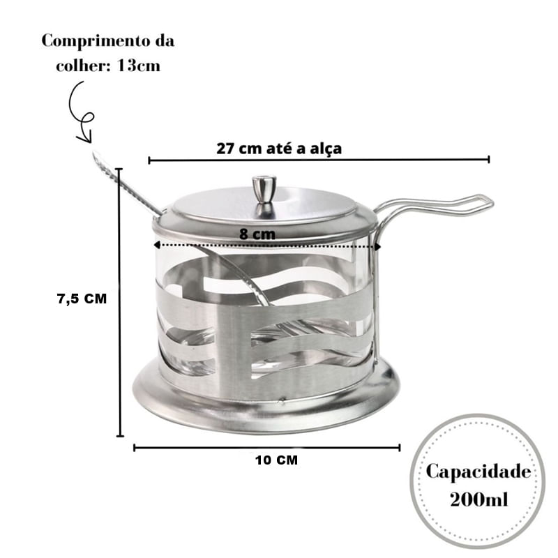 Encontraproduto.com.br - Açucareiro C/ Colher 9x8cm em Aço Inox Fratelli