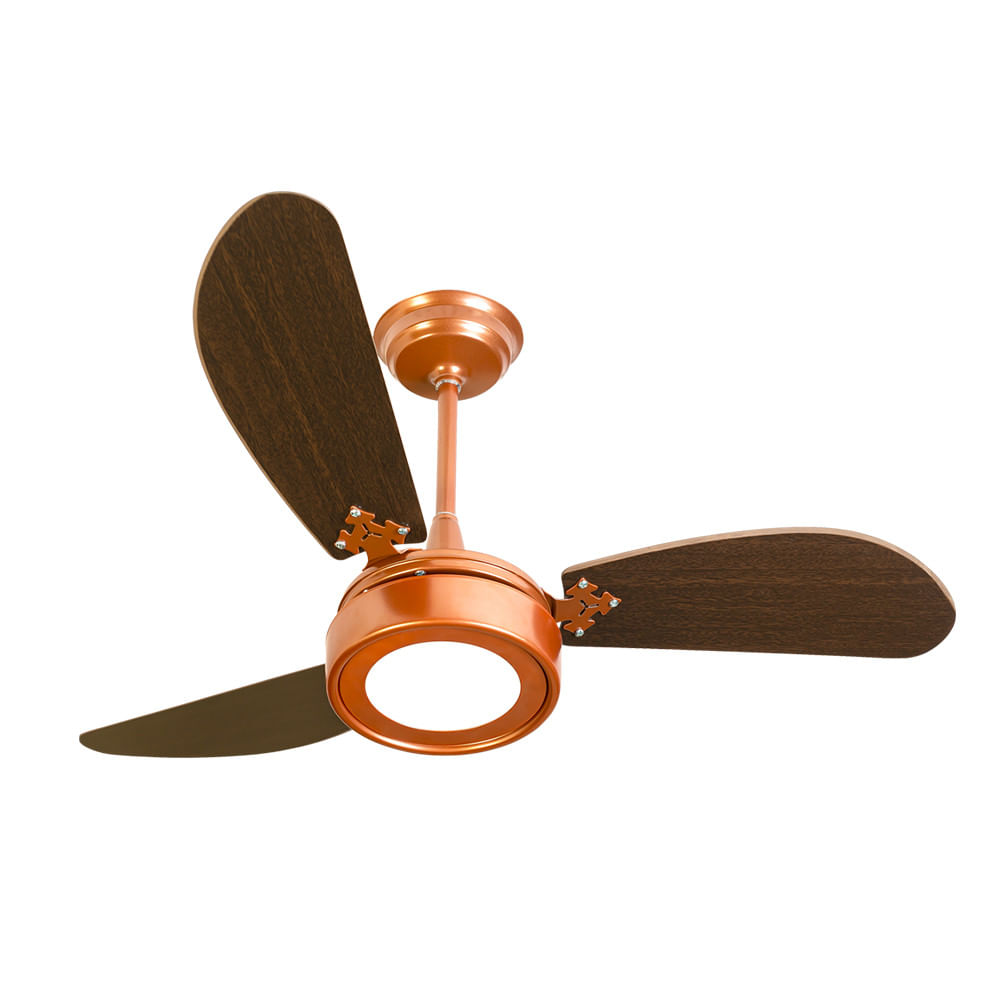 Encontraproduto.com.br - Ventilador De Teto Venti-delta New Light Led Cobre Com 3 Pás Marrom Luz Branca 6000k 110v