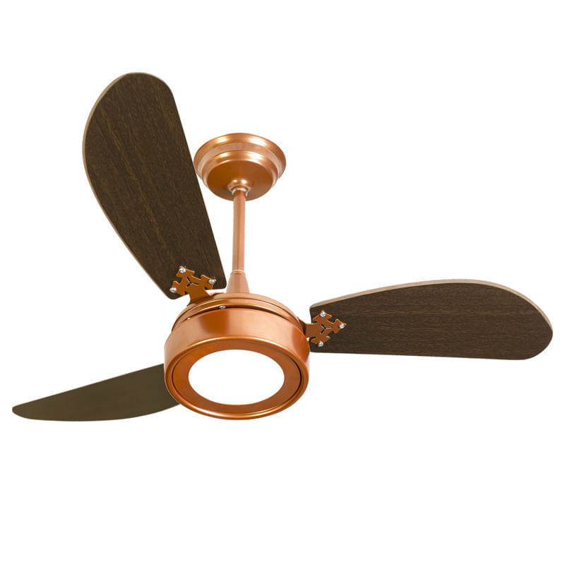 Encontraproduto.com.br - Ventilador De Teto Venti-delta New Light Led Cobre Com 3 Pás Marrom Luz Branca 6000k 110v