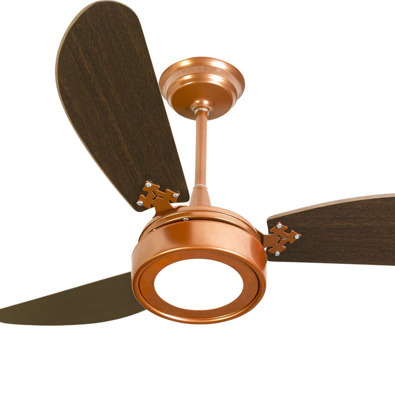 Encontraproduto.com.br - Ventilador De Teto Venti-delta New Light Led Cobre Com 3 Pás Marrom Luz Branca 6000k 110v