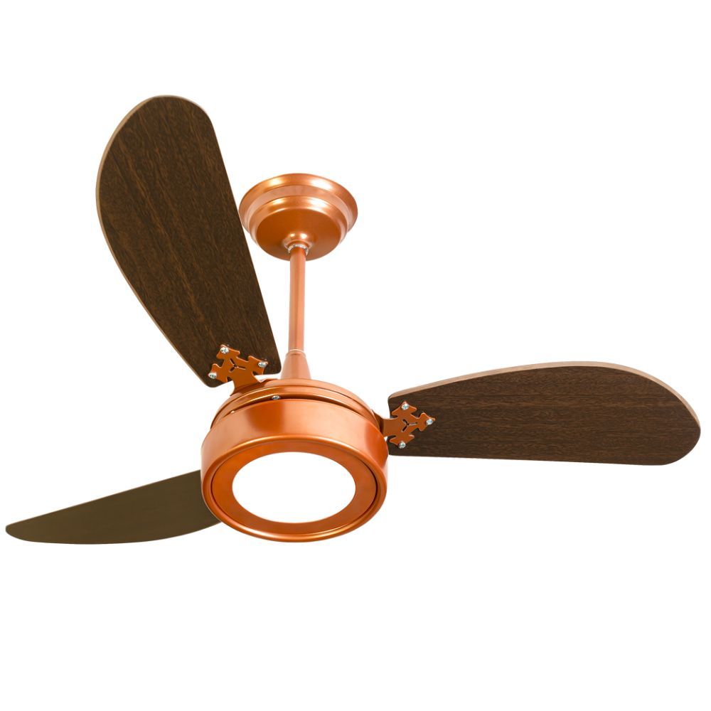 Encontraproduto.com.br - Ventilador De Teto Venti-delta New Light Led Cobre Com 3 Pás Marrom Luz Branca 6000k 110v