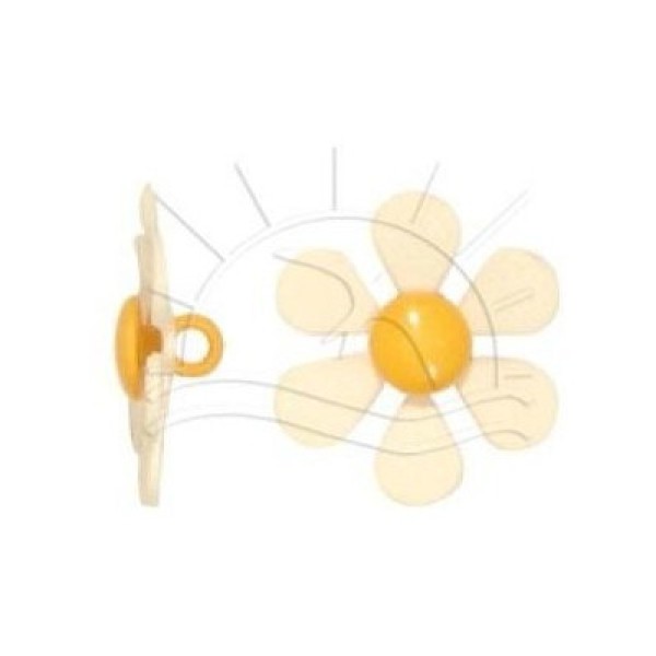 Botão Flor Branco/Amarelo - 4 unid