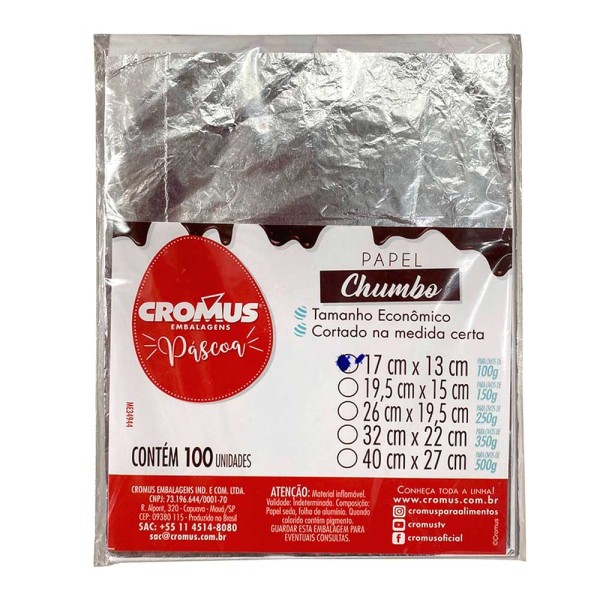 Encontraproduto.com.br - Papel Chumbo Prata 17x13cm c/100 - Cromus