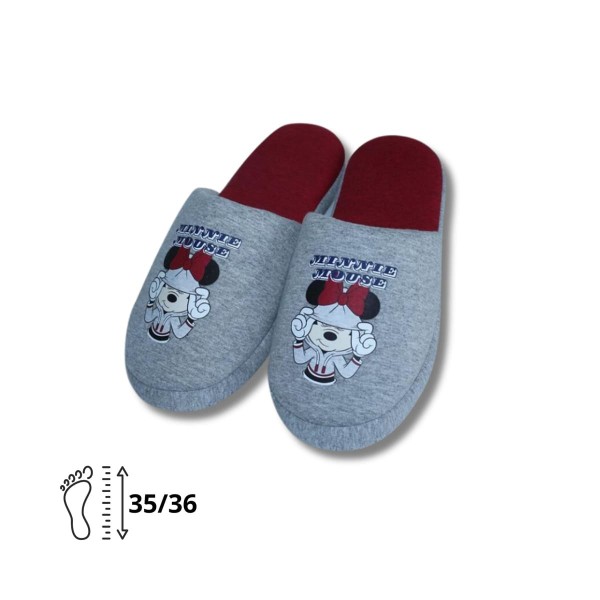 Pantufa Infantil 35/36 Disney Minnie Mouse Cinza 5836 (MP)