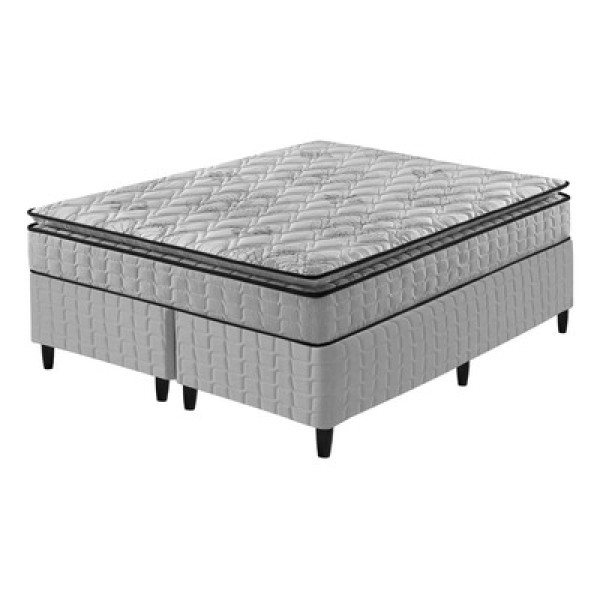 Cama Box Casal Cinza + Colchão Ortopédico Espuma D33 Hanover Cinza
