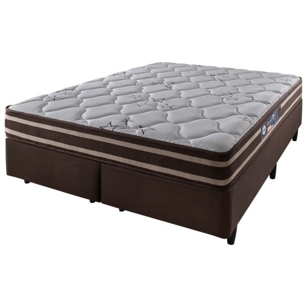 Cama Box Queen + Colchão Espuma D70-d28 Dupla Face Oakland Marrom