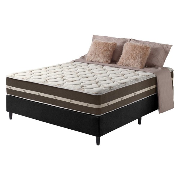 Cama Box Casal Preto + Colchão Molas Ensacadas Las Vegas 138