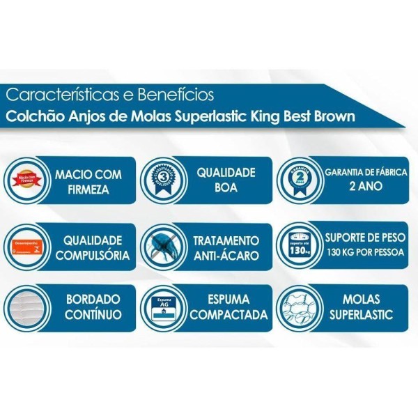 Encontraproduto.com.br - Conjunto Box Baú Casal: Colchão Molas Anjos King Best Superl