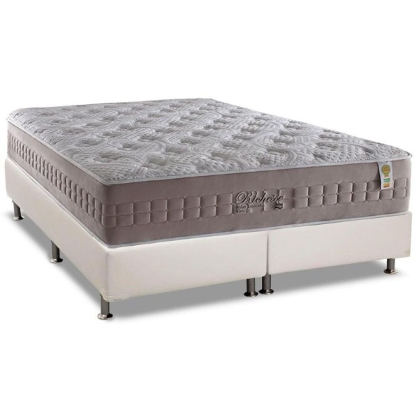 Encontraproduto.com.br - Cama Box Queen: Colchão Molas Ensacadas Anjos Masterpocket Richesse + Base White(158X198)