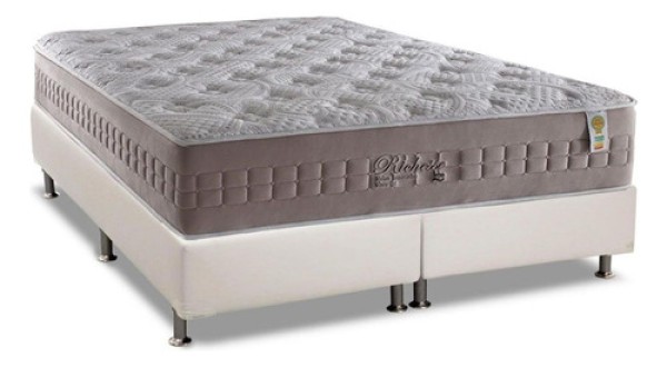 Encontraproduto.com.br - Cama Box Queen: Colchão Molas Ensacadas Anjos Masterpocket Richesse + Base White(158X198)