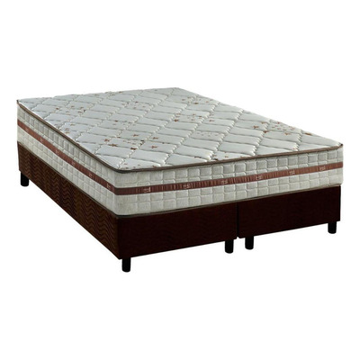 Cama Box Queen: Colchão Molas Ensacadas Anjos MasterPocket  Classic + Base CRC Suede Brown(158x198)