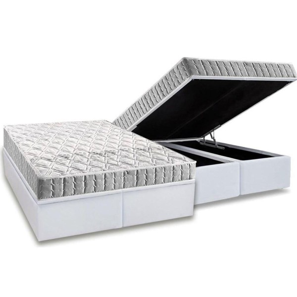 Conjunto Box Baú Queen: Colchão Espuma Anjos D33 Orthosono + Base CRC Courano White(158x198)