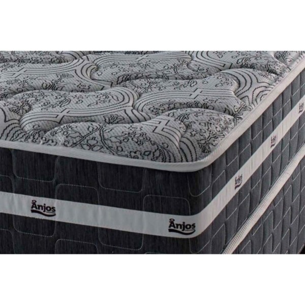 Encontraproduto.com.br - Conjunto Box Solteiro: Colchão Molas Anjos Ensacadas Black Graphite + Base Crc Suede Gray(88x188)