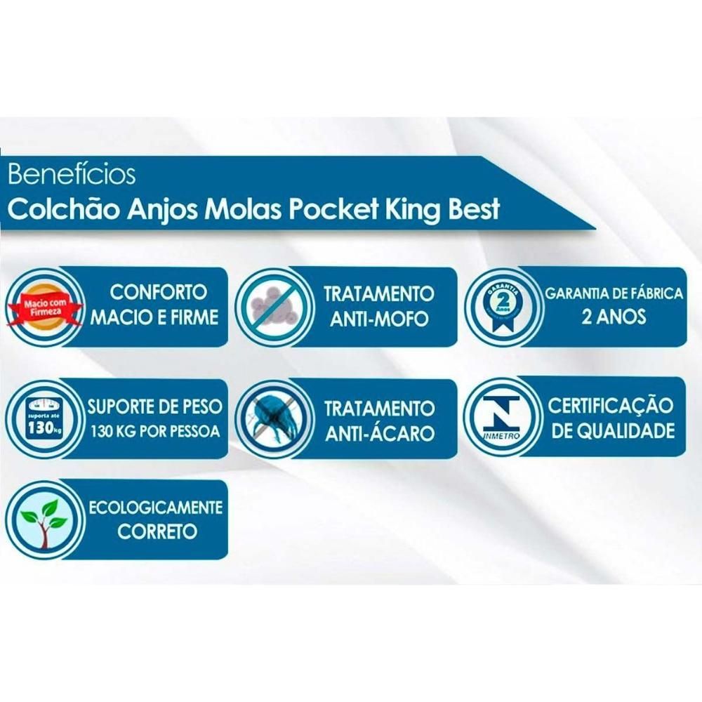 Encontraproduto.com.br - Conjunto Box Baú Queen Colchão Espuma Anjos Molas Ensacadas Masterpocket King Best Clean + Base Crc Suede Clean(158x198)