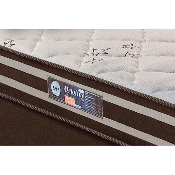 Encontraproduto.com.br - Cama Box Queen: Colchão Ortopédico Anjos D28/Ag65 Ortoline Star + Base Crc Suede Brown(158X198)