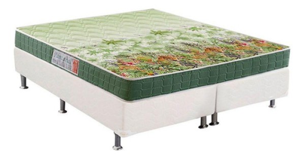 Cama Box Queen: Colchão Ortopédico Anjos D28/AG65 Pantanal + Base CRC Courano White(158x198)