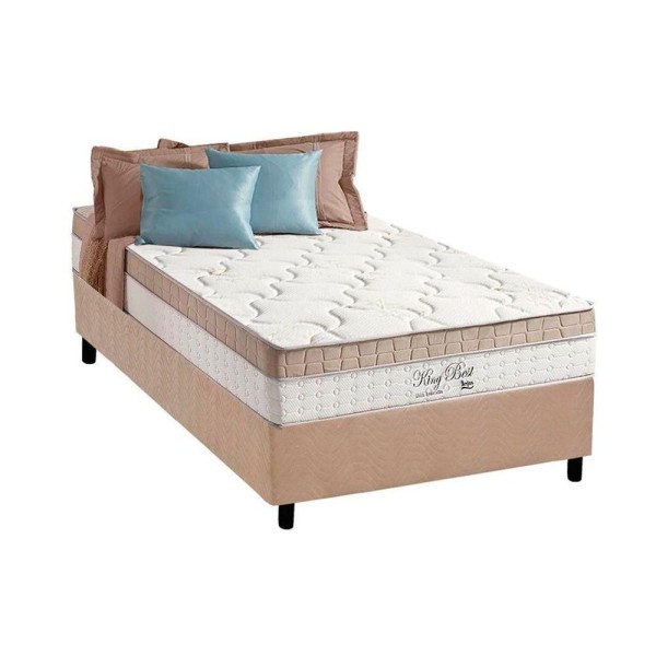 Encontraproduto.com.br - Cama Box Solteiro: Colchão Molas Anjos Masterpocket Ensacadas King Best + Base Clean(88X188)