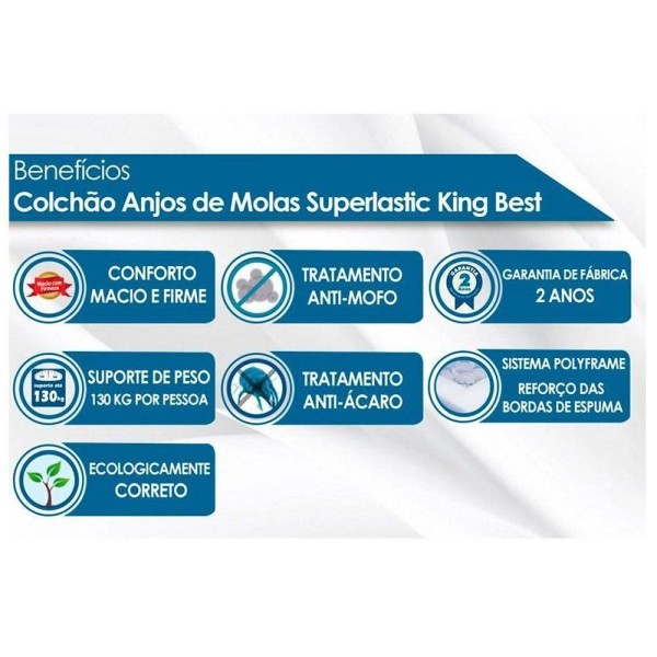 Encontraproduto.com.br - Cama Box Solteiro: Colchão Molas Anjos Masterpocket Ensacadas King Best + Base Clean(88X188)